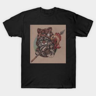 Viking Cat Bear (with fish) T-Shirt